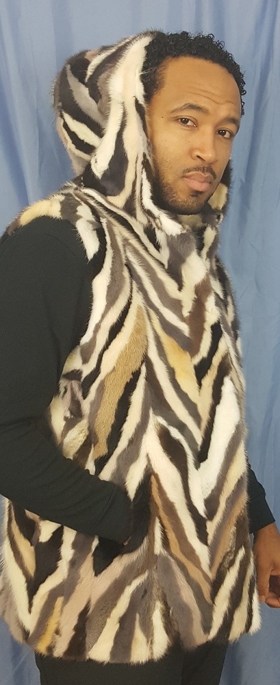 Henig Mink Vest with Hood - Picture 1 of 8